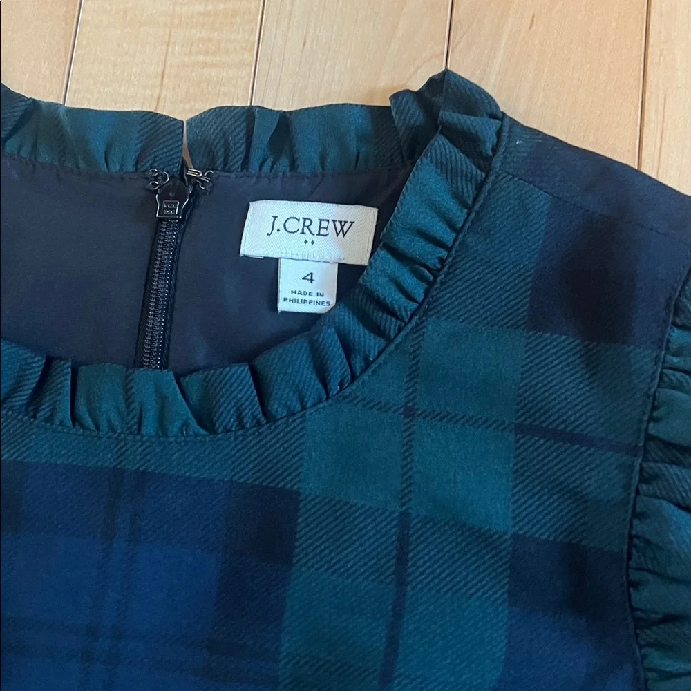 J. Crew Dark Plaid Sleeveless Dress Size 4 - Picture 3 of 5